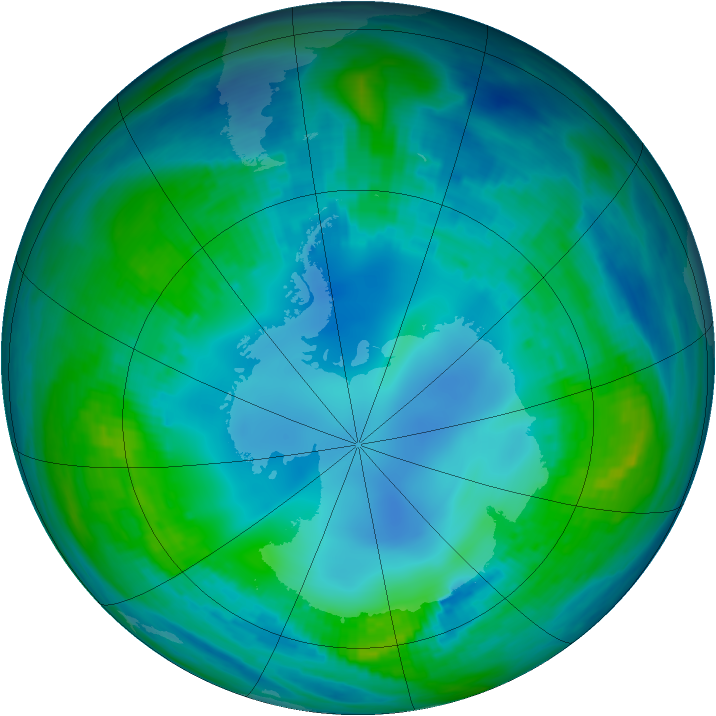 Antarctic ozone map for 09 May 1987